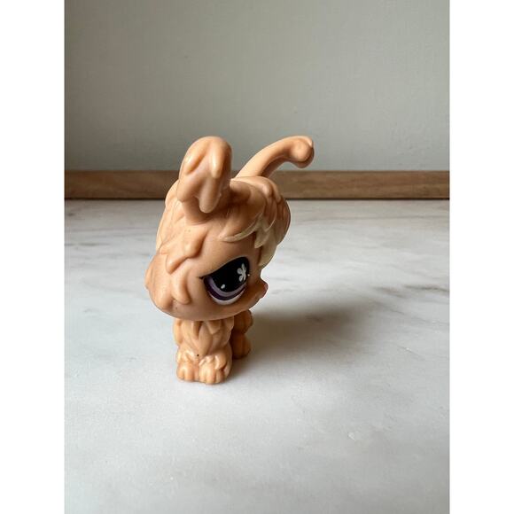 Littlest Pet Shop Brown Angora Rabbit #631 Purple Eyes Flowers LPS 2007 - Picture 5 of 6